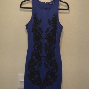 Black and Blue Fitted Dress